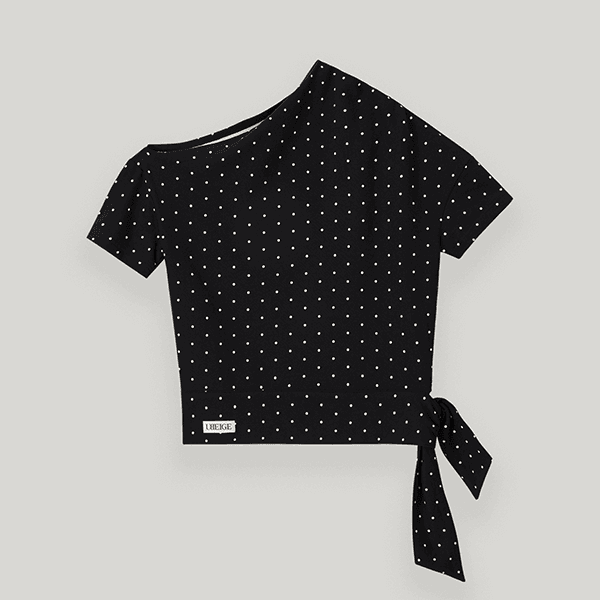 Black Dot One-Shoulder Strap Top