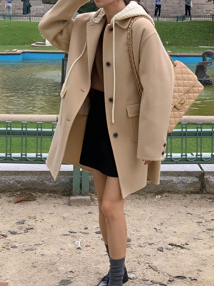 (세일/브라운당일) 슬로우비 에그 핸드메이드 후드 코트 3color