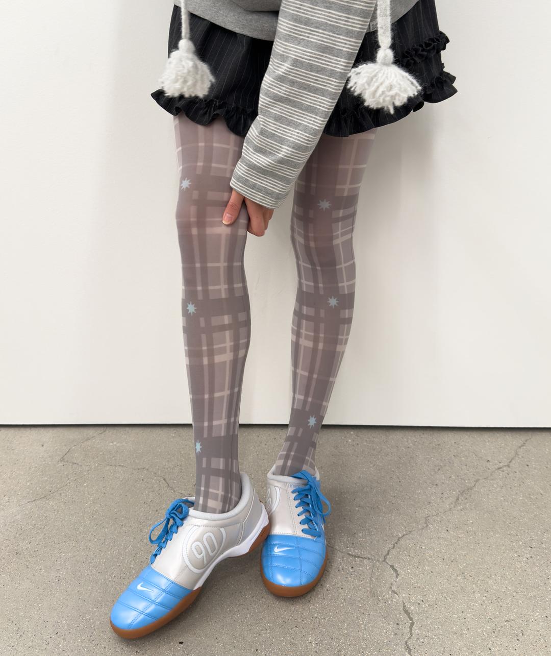 Frost Plaid Tights [Gray]