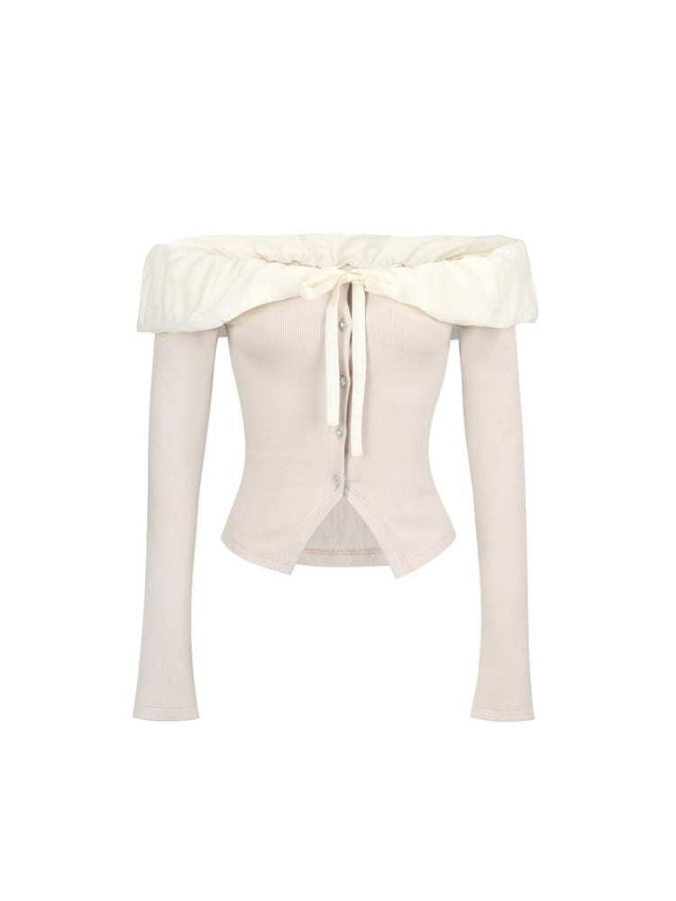 Lace Off Shoulder Knit Tops & Tutu Mini Skirts【s0000007365】