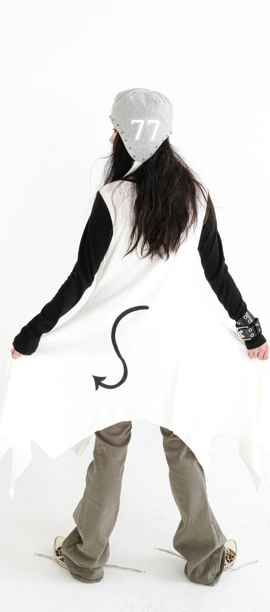 [fa.er.ie] pointed drape jersey dress (B/W)