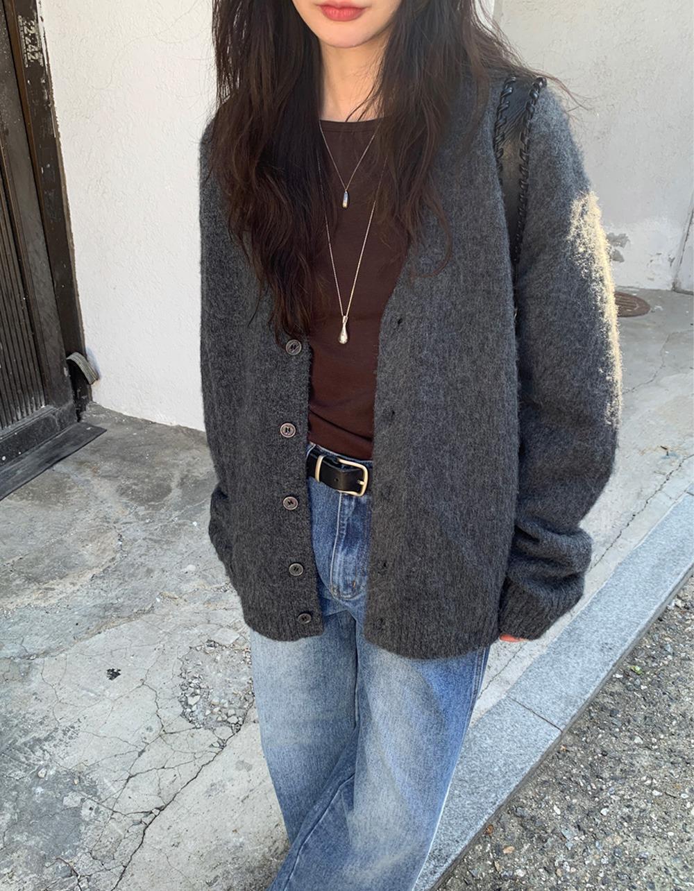 울 브러쉬 파더 cardigan