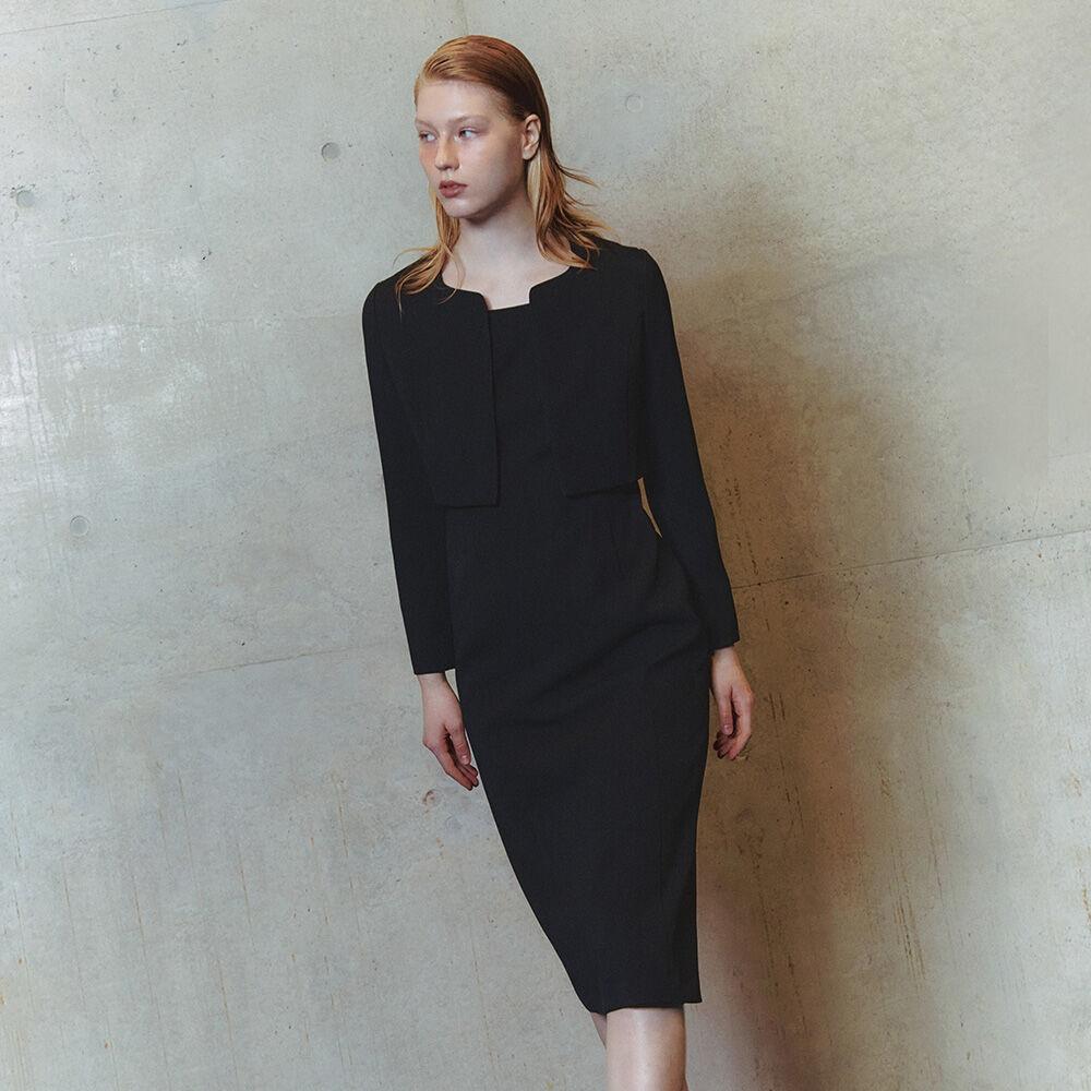 자켓 레이어드 미디 원피스 JWOPOC0100