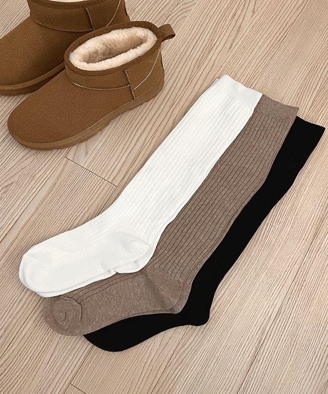[당일출고/고퀄] 무지 골지 니트 니삭스 롱양말 숏양말 반양말 학생코디 y2k코디 레이어드양말 셔링양말