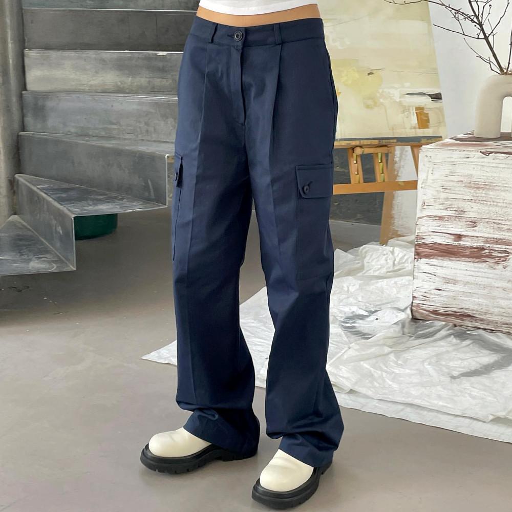 [일부 당일] 코튼 핀턱 로우 와이드 카고 팬츠(3col)