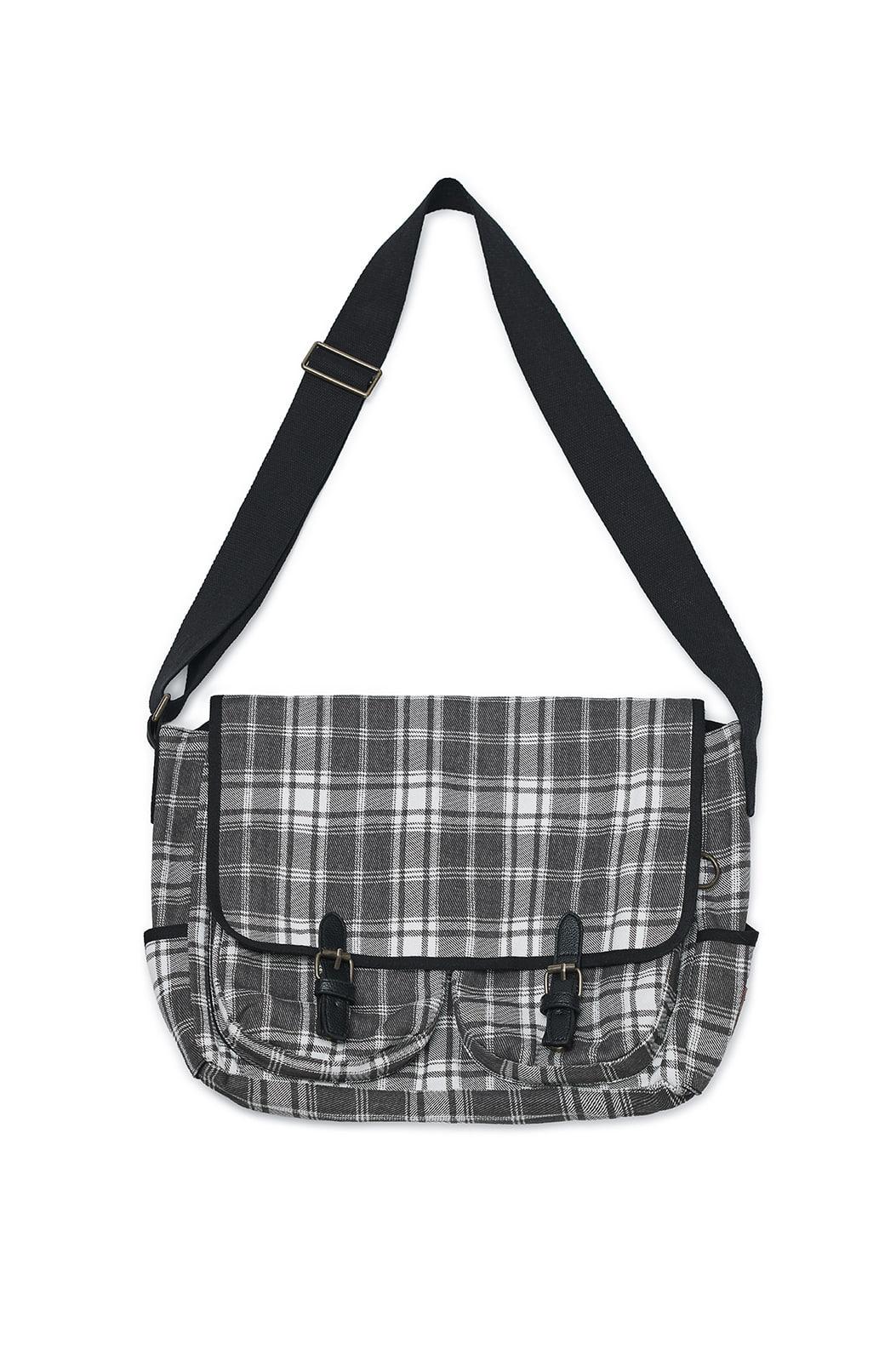 Vintage check messenger bag (Black)