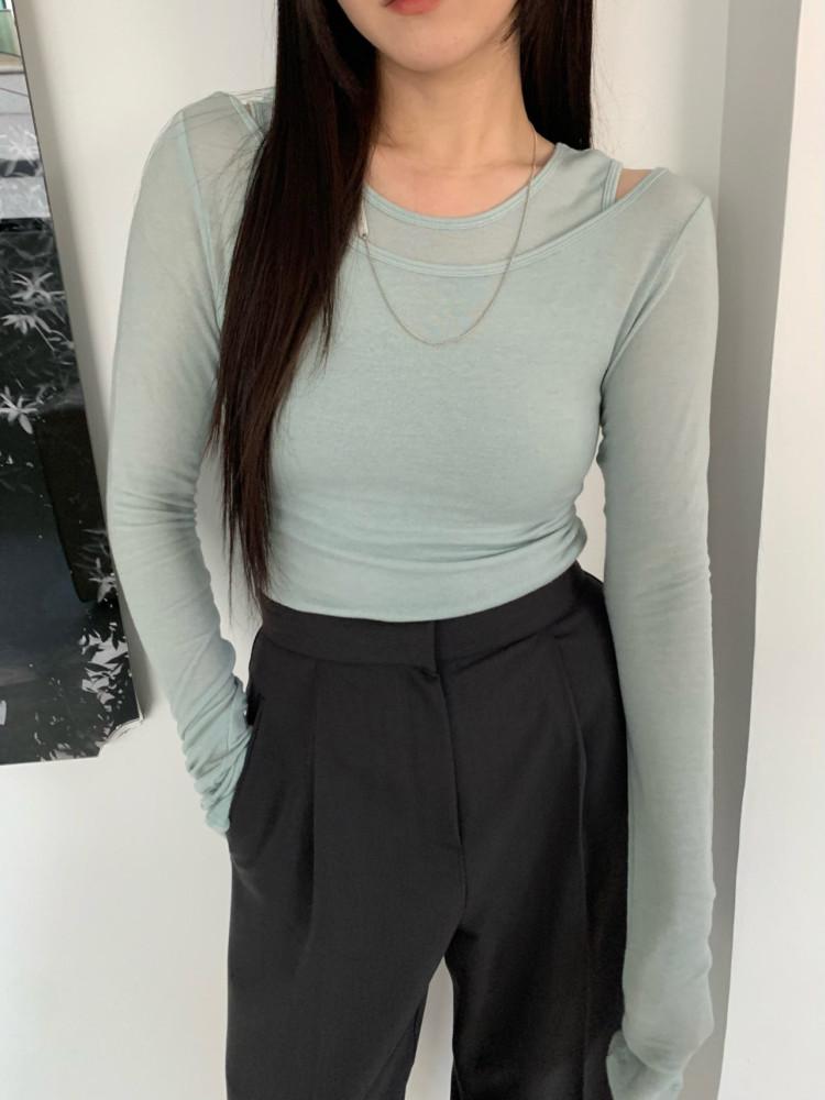 [블랙,민트당일] 러브유쏘머치 세인 레이어드 티셔츠