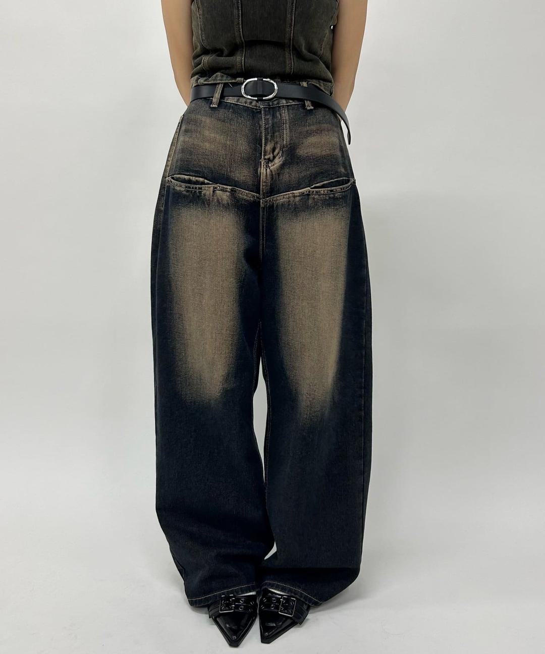 【Sサイズ展開あり】スラッシュポケットブラストワイドデニム