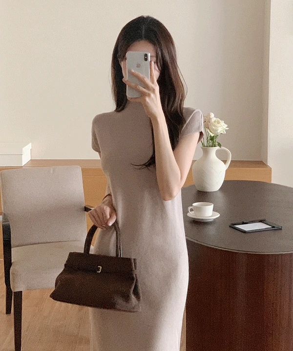 코지안 세미루즈핏 반목 니트 원피스 - 3color