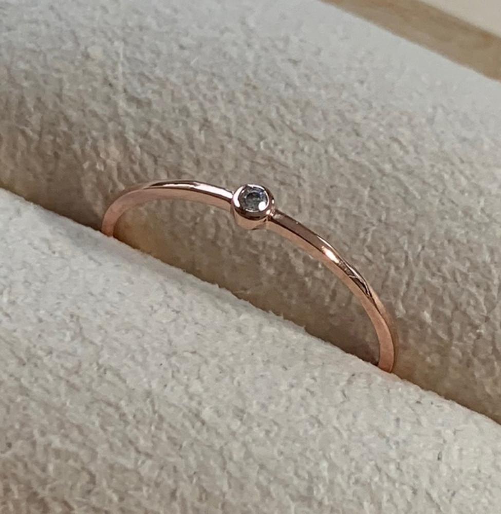 실버925 타이니 큐빅 레이어드 실반지 실버 로즈골드