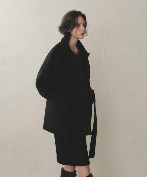 울 로브 하프 코트_Black