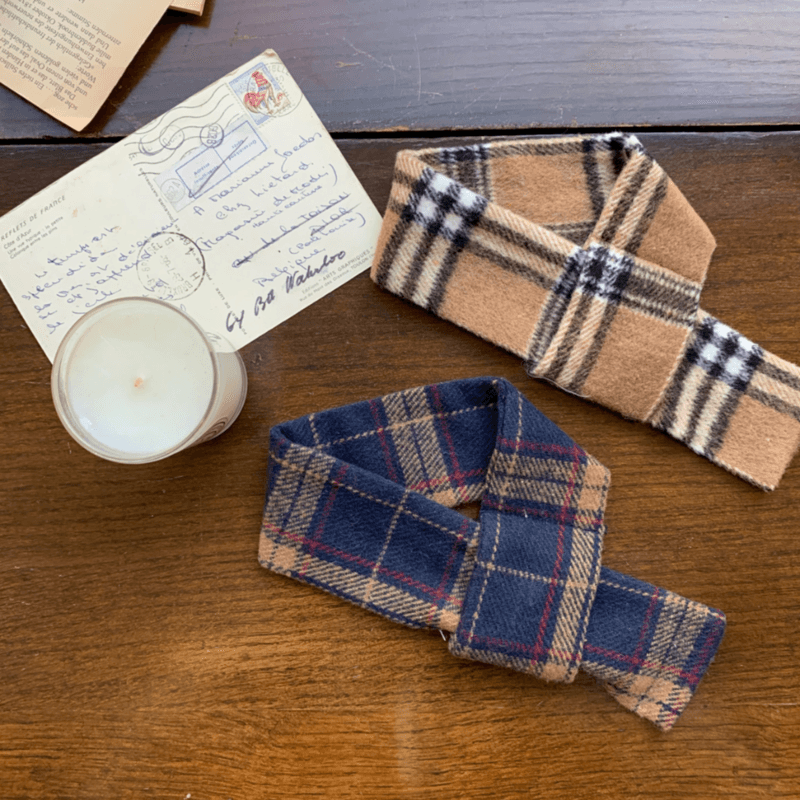 클래식 체크 목도리 / 강아지머플러 강아지겨울옷 S