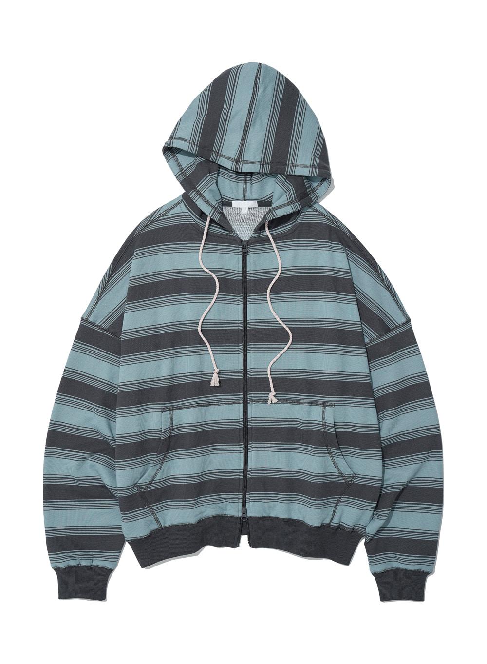 [WOMEN] PWC OVERSIZED COCOON FIT HOODIE ZIP-UP_CHARCOAL STRIPE