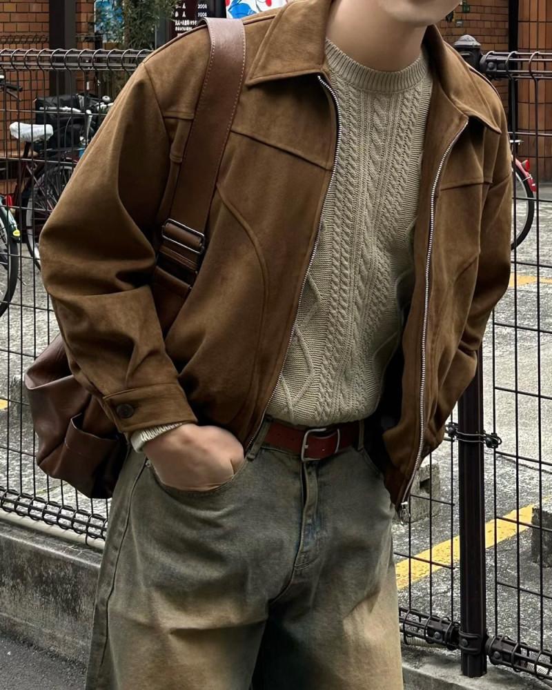 Osaka Suede Jk,남자 봄 가을 웨스턴 스웨이드 블루종 자켓 아우터 겉옷