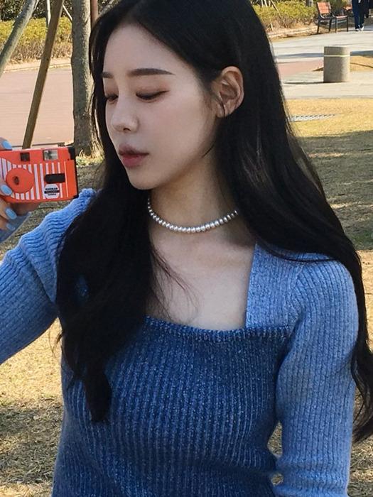 LAYERED SQUARE NECK KNIT(2COLOR)