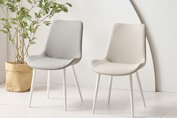 비너스 가죽 식탁 의자 카페 인테리어 화이트 프레임 체어