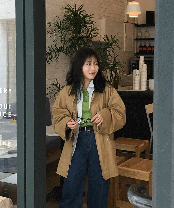 [7일동안5%SALE] 래프 레더카라 워크자켓 (beige)