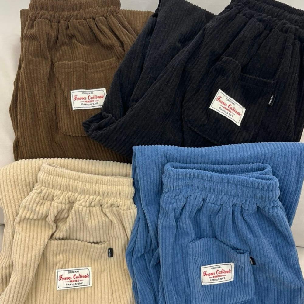 [국내 제작] 남녀 공용 조거 코듀로이 와이드 팬츠 골덴 바지 (4color, 2way)