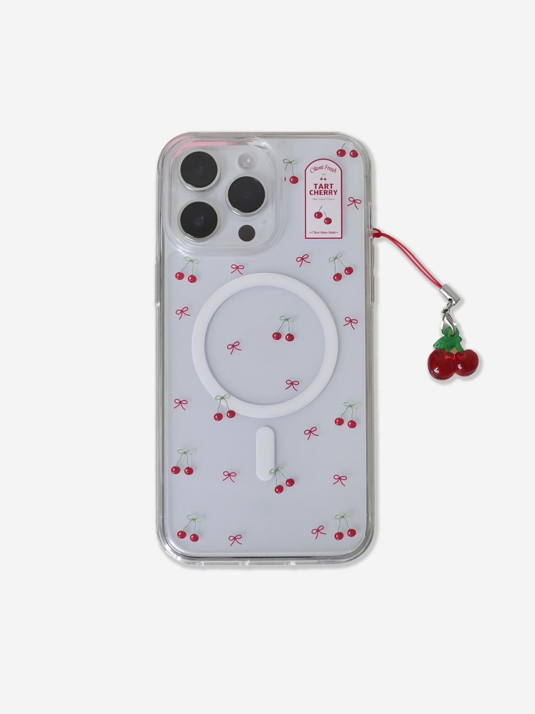 cherry ribbon clear case (magsafe/ jelly)
