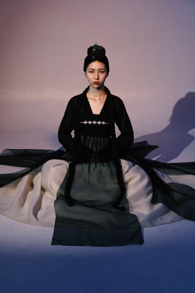 [한복대여 끝동아뜰리에] Dress HanBok Style NO 9. 실크 검정 볼레로 드레스 셋트, 맞춤한복, 한복대여, 한복드레스,퓨전한복드레스