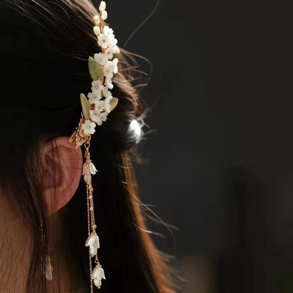 은초롱꽃 드롭 플라워헤어핀 올림머리 반묶음머리 긴머리 헤어핀