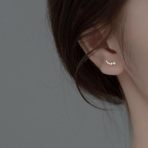 에르모사제이 E144 실버 925 큐빅 웨이브 베이직 18K 은 귀걸이 - 귀걸이 | 쿠팡