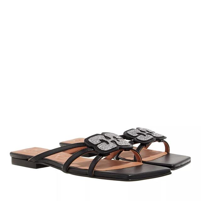 Butterfly Strass Flat Sandal Black Slide