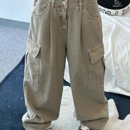 [UNISEX]더 피그먼트 비죠 와이드 카고 데님 팬츠(beige,lavender)