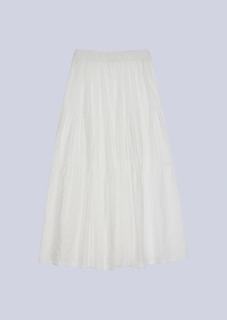 CANCAN DOT SHIRRING LONG SKIRT