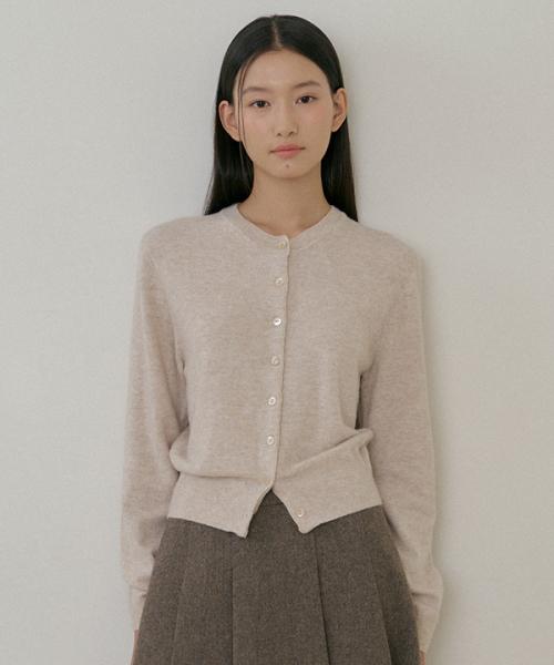 cashmere round knit cardigan-beige