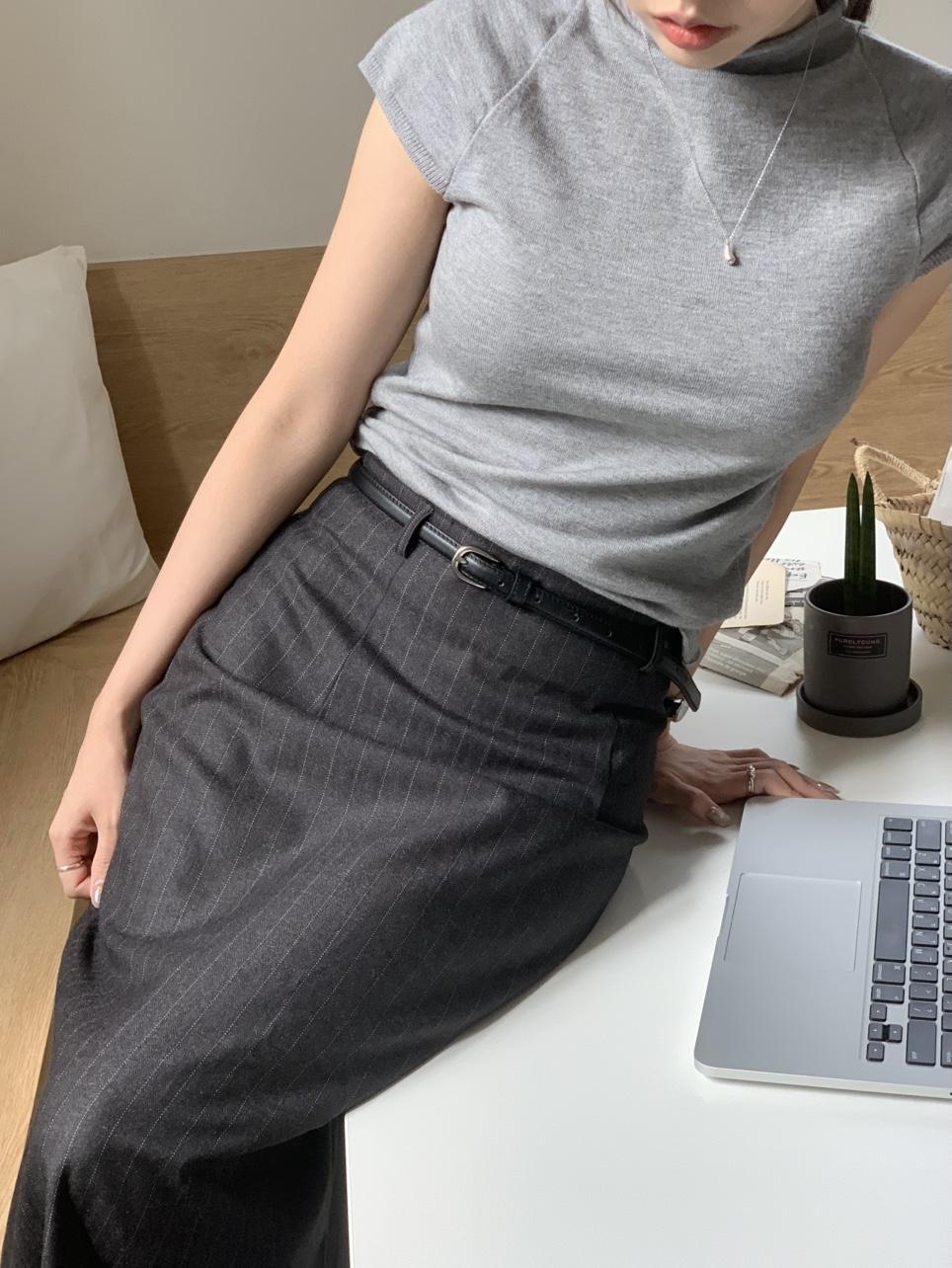 르아느 [키작녀강추🧚/하객룩🖤] 하프 스커트 스트라이프 H라인 가을 롱 치마