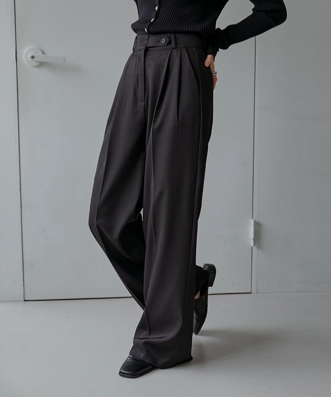 커먼유니크 [단독] [+기모ver/S-2XL/숏,기본,롱 기장옵션] 콤마 핀턱 와이드 슬랙스 - 2 타입 (당일배송/겨울/가을/모직/체형커버/빅사이즈/하객룩/출근룩/방한템/한파템)