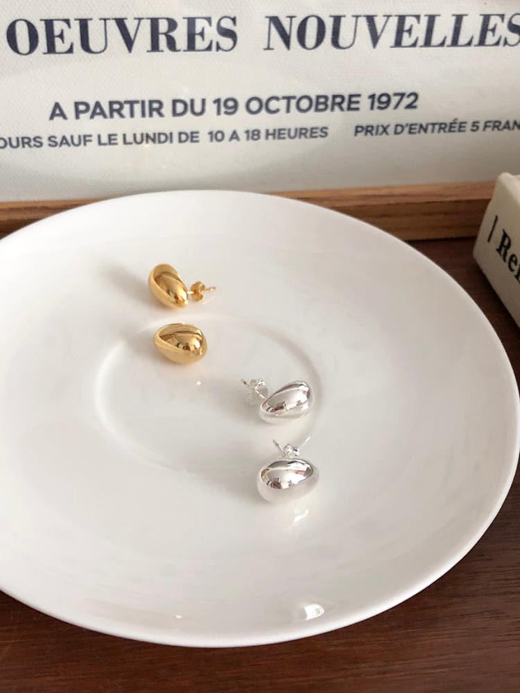 러브유어셀프 실버925 할로우 물방울 볼드 귀걸이