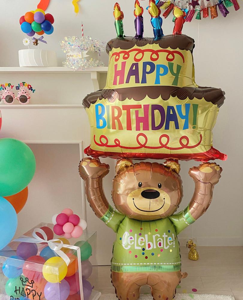 곰돌이 케이크 대형 은박 풍선 생일 파티용품 촬영소품