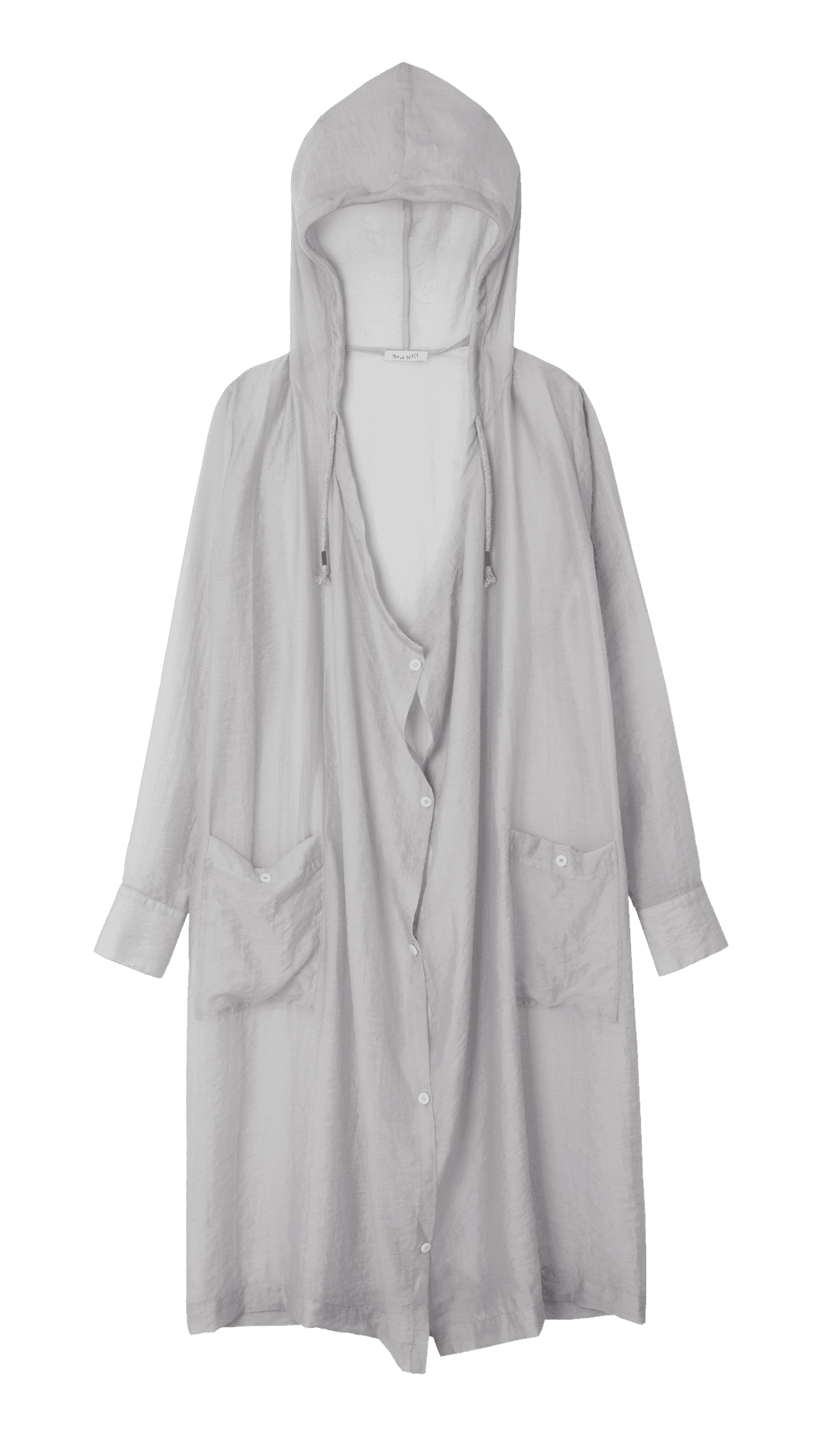 See-through hooded long cardigan_light blue