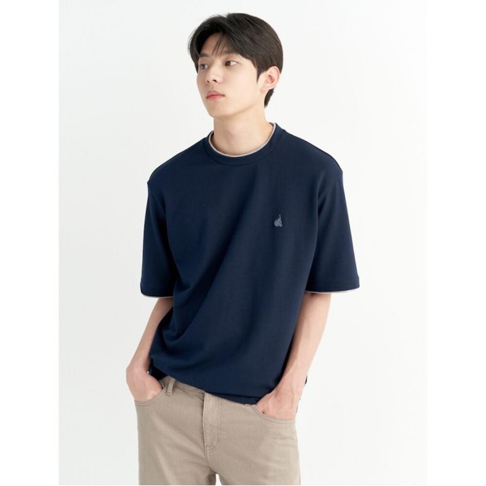 [빈폴멘] 네이비 레이어드넥 반소매 티셔츠 (BC2842A40R)