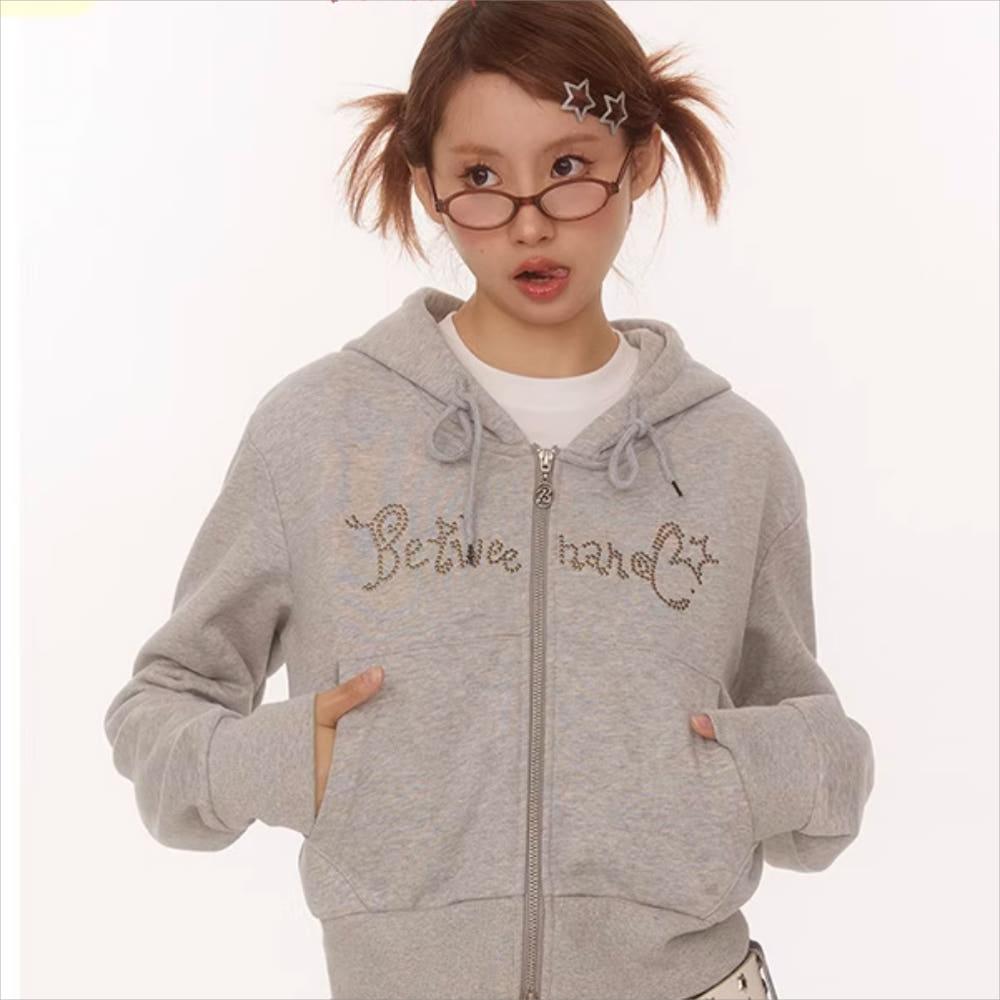 BETWEENAND 헤비급 로고 크롭 후드집업 2color