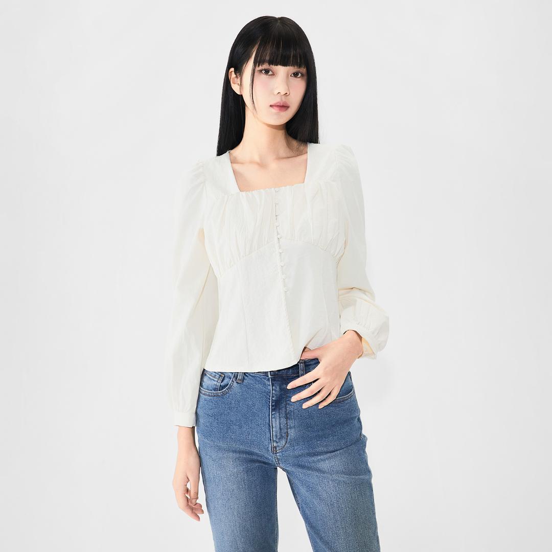미쏘 [리오더]스퀘어넥 셔링 블라우스_BLET16G RE_MIWBLF36QG