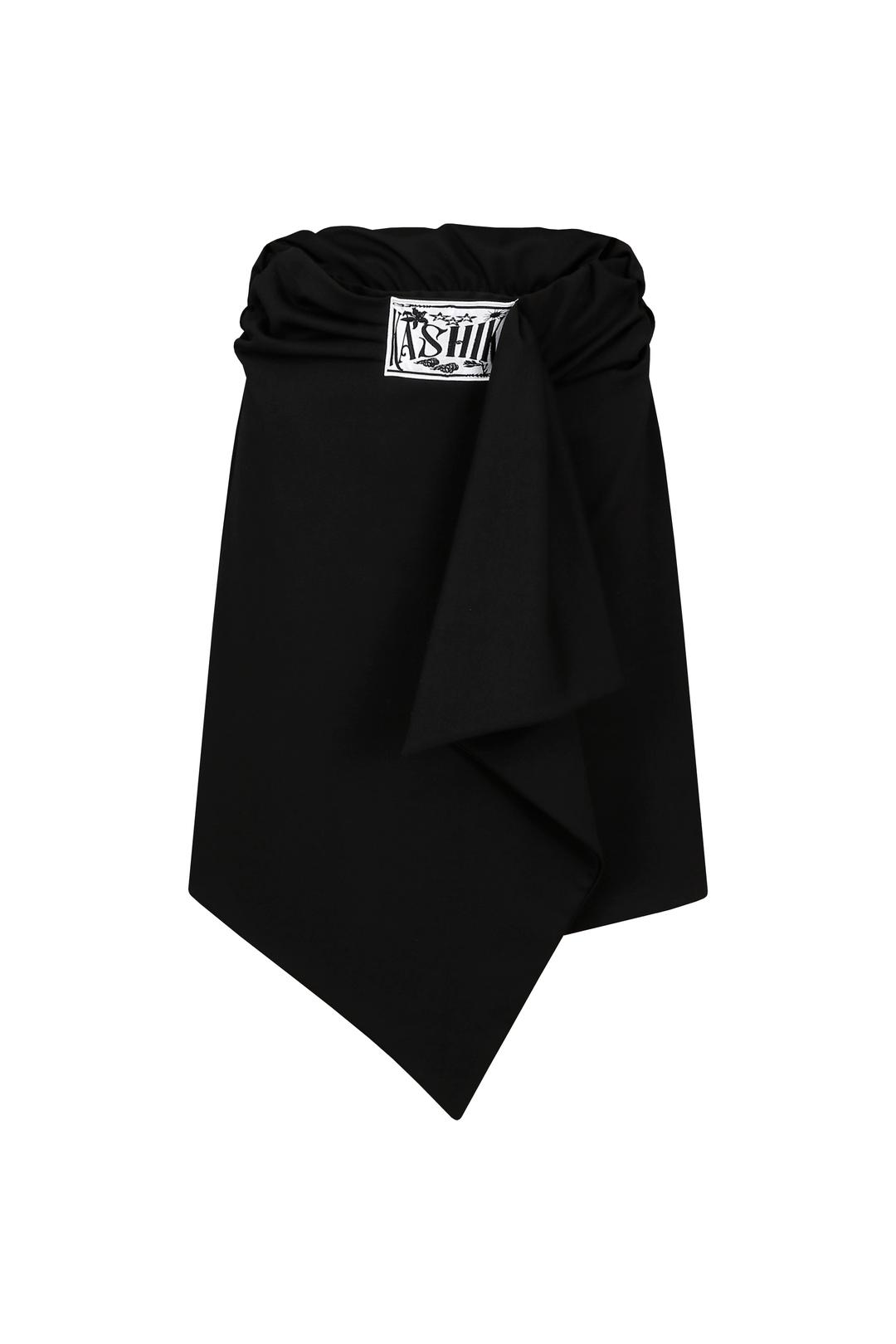 Embroied Patch Draped Wrap Skirt