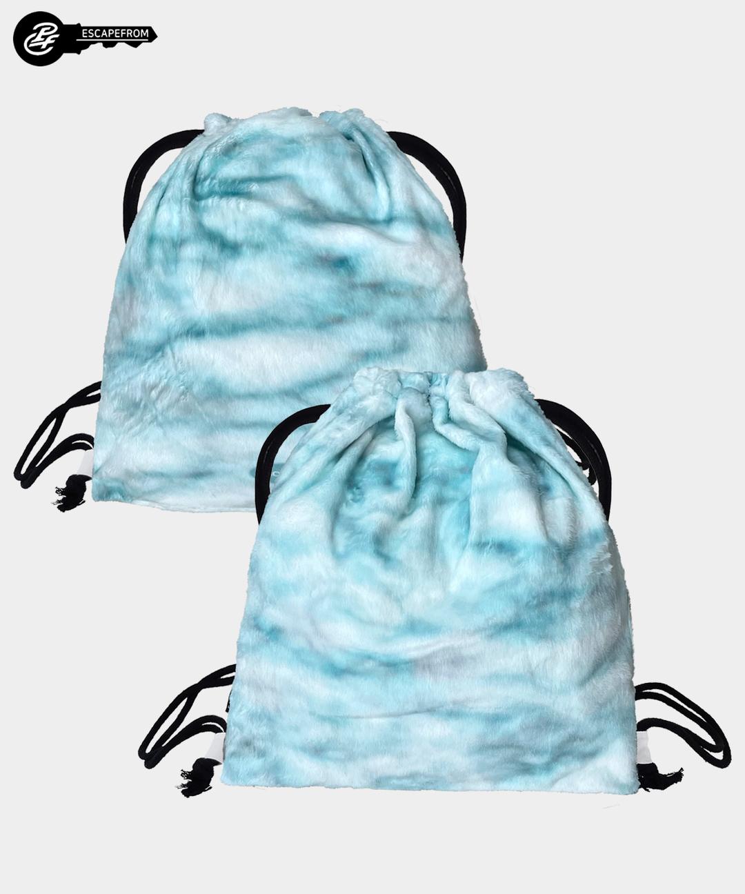 블루 대리석 프린트 극세사 퍼 스트링백