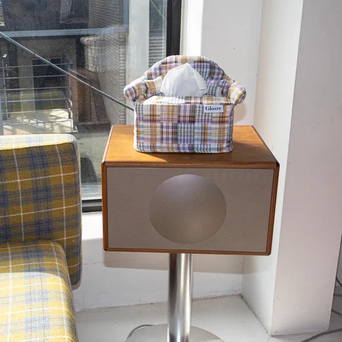 [29CM 단독]Check  sofa tissue cover 체크 소파 티슈 커버