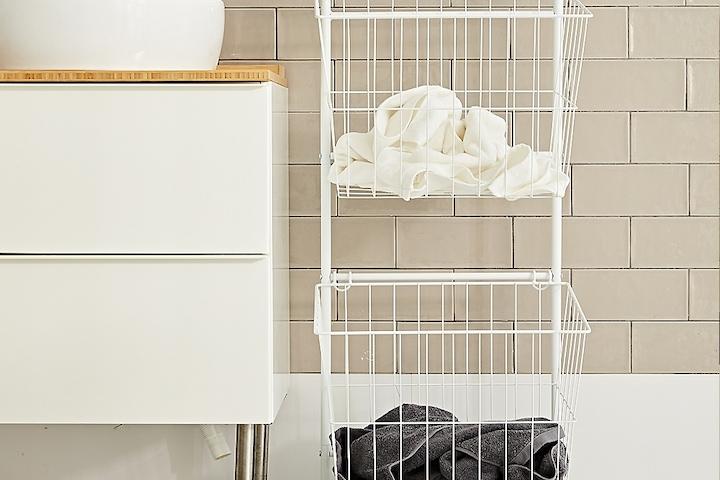 철제 2단 빨래바구니 세탁 수납 햄퍼 빨래통 (2color)