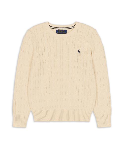 케이블 니트 코튼 스웨터-내추럴