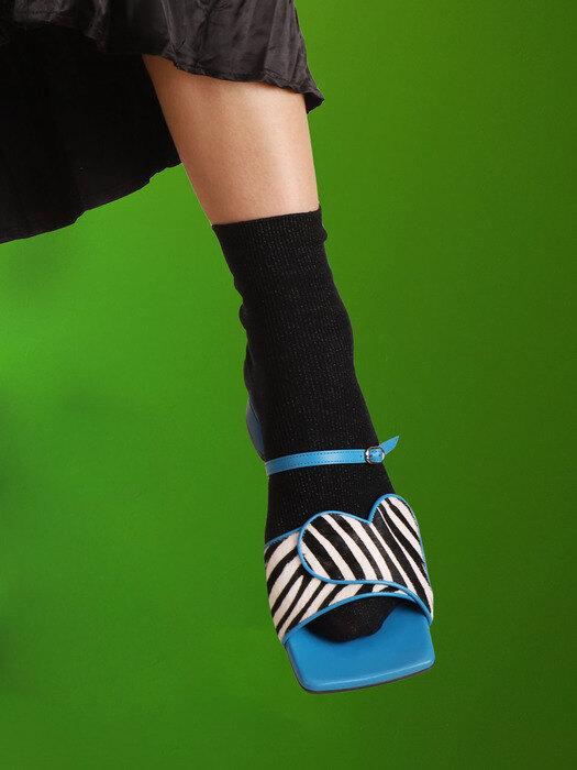HeartQueen Square Mule _ Zebra/Blue