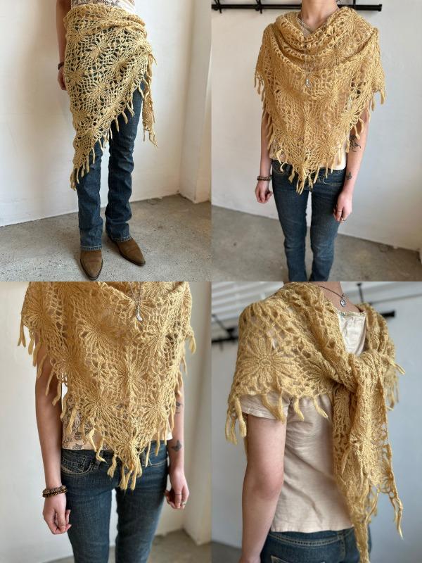 Muted Yellow Floral Crochet Muffler S1012