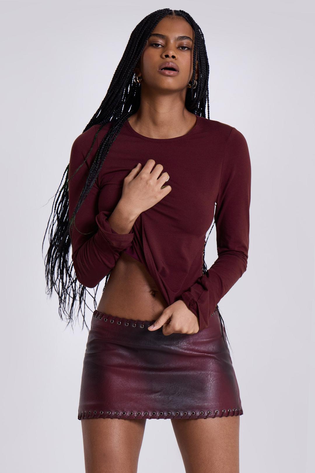 Burgundy Mist Long Sleeve Top - XS / Burgundy