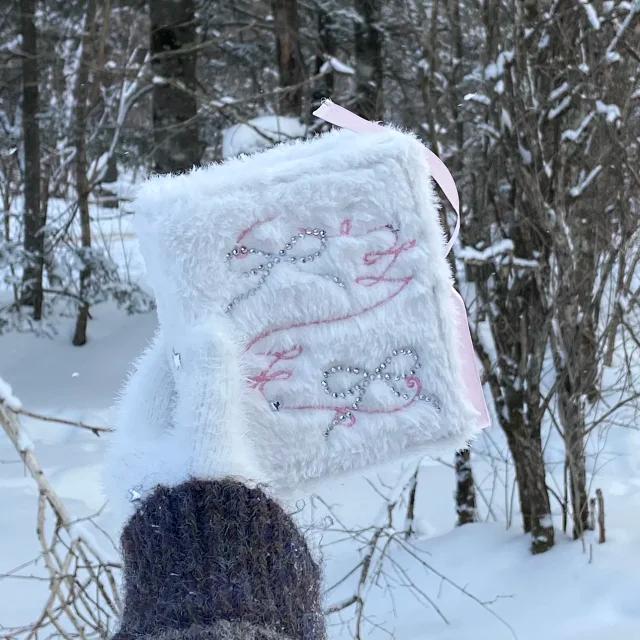 수심 Ribbon Bow Collect Book 리본 콜렉트북 화이트 털바인더 포카 A8