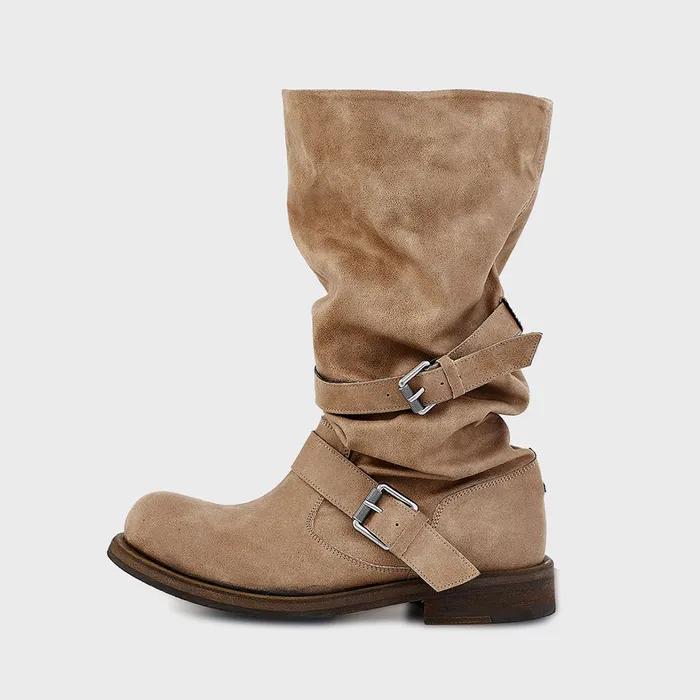 Slouchy Long Boots_Washed Beige