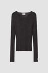 MOHAIR RIB KNIT TOP_CHARCOAL