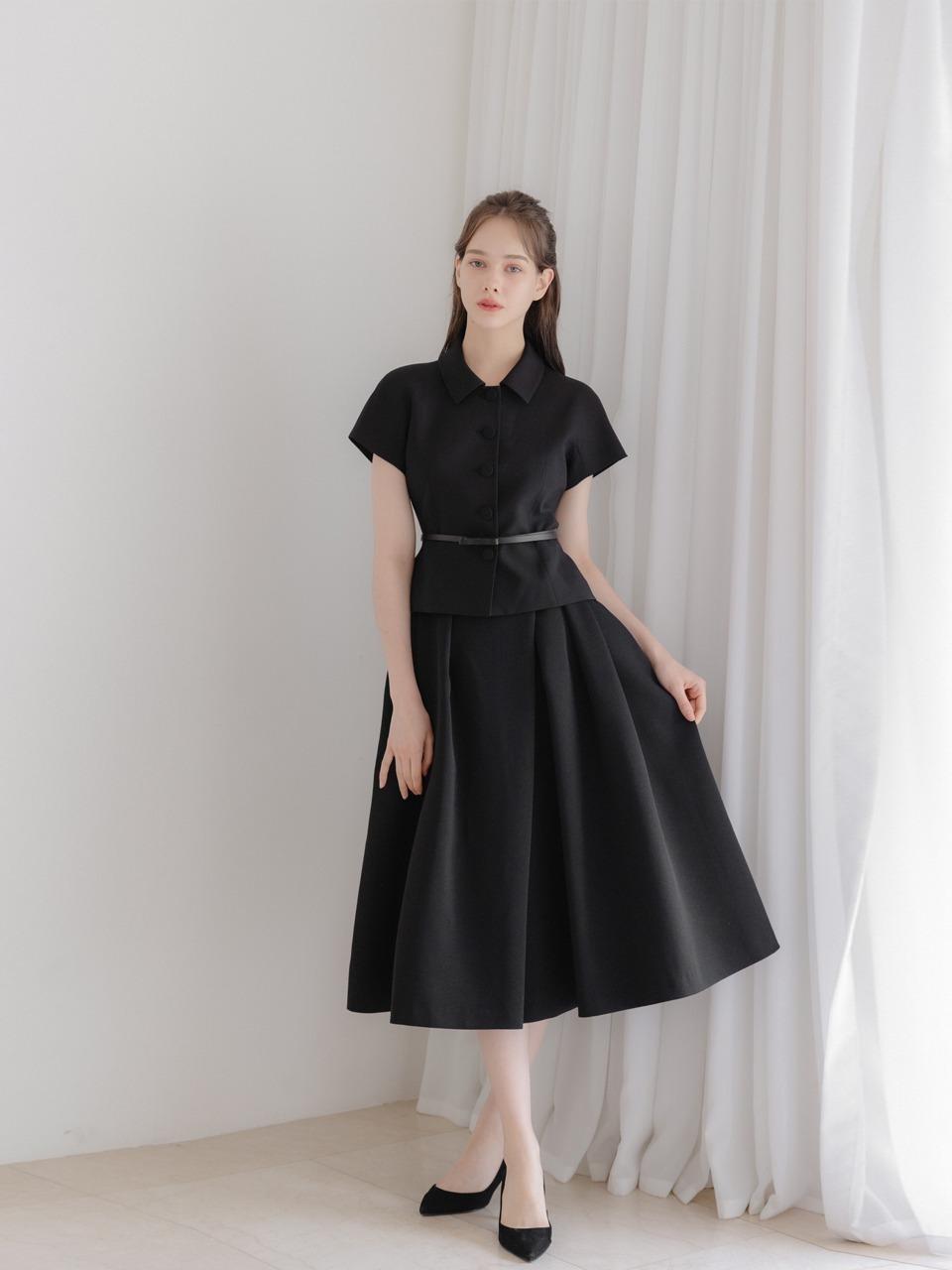 [9차 리오더] Double Tucked Flare Skirt / Black(2color)
